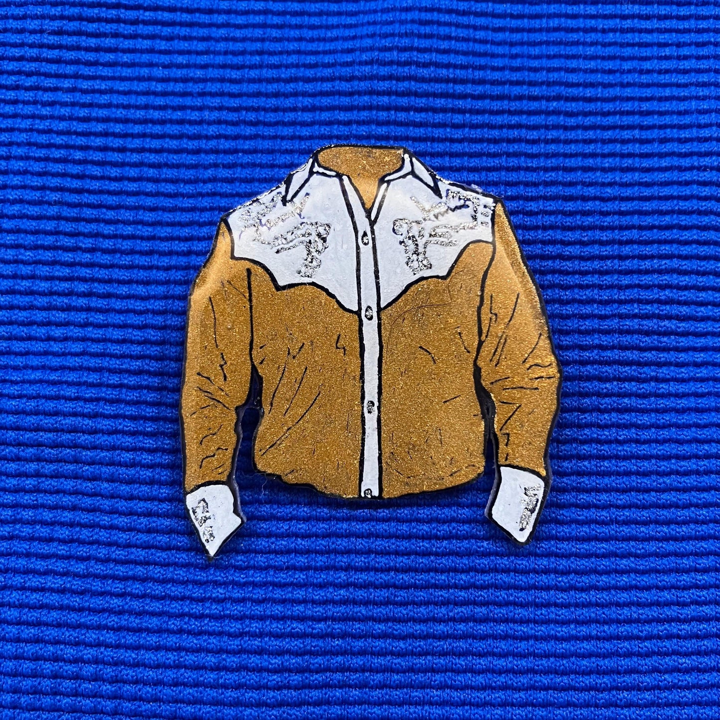 Chemise brodée blanc et bronze